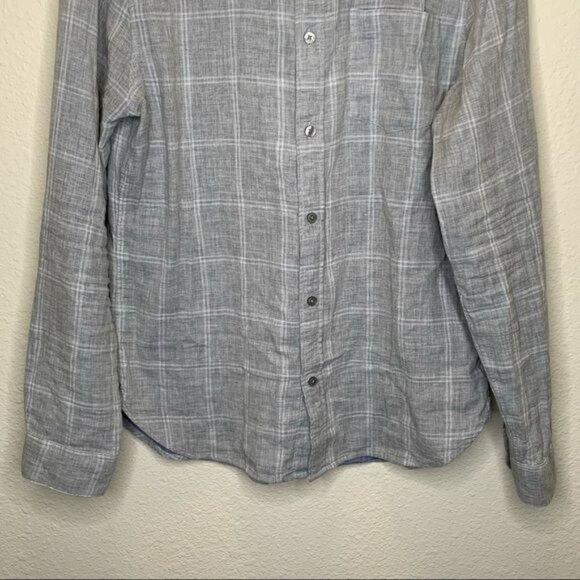 Vince men’s Windowpane gray collared cotton casual Button-Down Shirt size medium - Picture 5 of 12